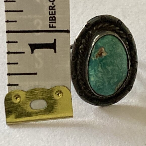 VTG Ring Southwestern Native OLD Green Stone Rope Natural Inclusion Hole 5.5 - Picture 9 of 9